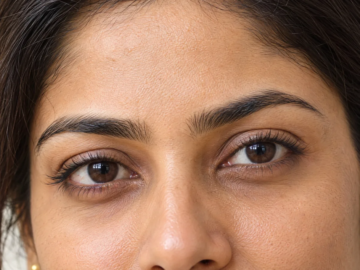 AI Aesthetics Skin Clinic by Dr. Aakriti Mehra: Dark Circles Treatment in Jaipur, Dark circles, close-up on Indian skin, assessed