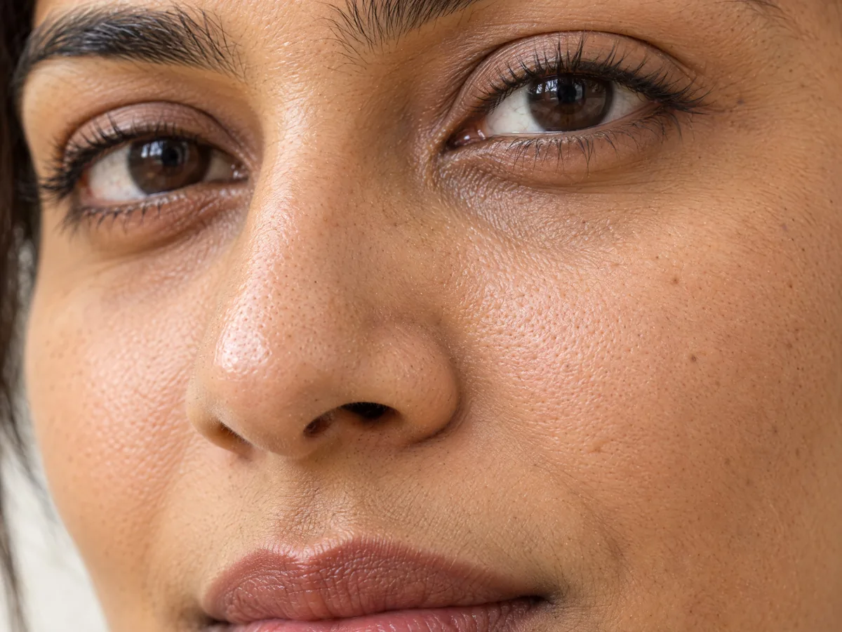 AI Aesthetics Skin Clinic by Dr. Aakriti Mehra: Open Pores Treatment in Jaipur, Open pores, close-up on Indian skin, assessed