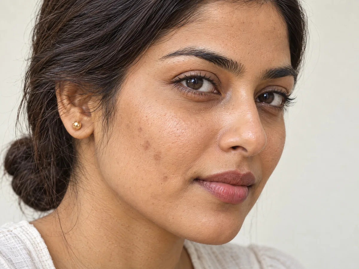 AI Aesthetics Skin Clinic by Dr. Aakriti Mehra: Post-Acne Pigmentation Treatment in Jaipur, Post acne pigmentation, close-up on Indian skin, assessed