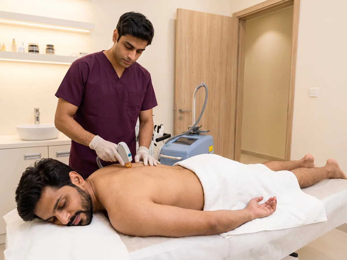 Chest, Back & Stomach Laser Hair Removal in Jaipur: Back laser hair removal | AI Aesthetics, C-Scheme