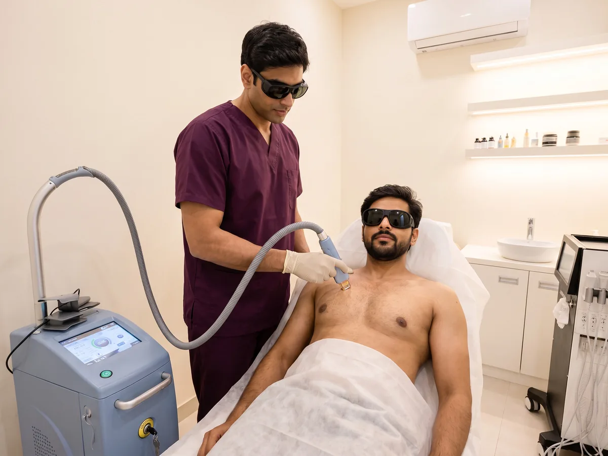 Bikini Laser Hair Removal in Jaipur: Chest, back and stomach laser hair removal, Chest laser hair removal | AI Aesthetics, C-Scheme