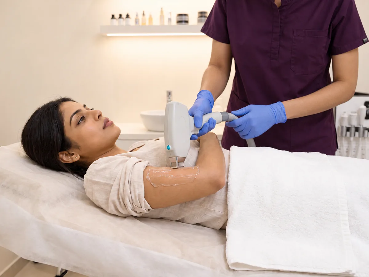 Face Laser Hair Removal in Jaipur: Keep to your session schedule, gaps let follicles recover and slow, Upper Arms laser hair removal | AI Aesthetics, C-Scheme