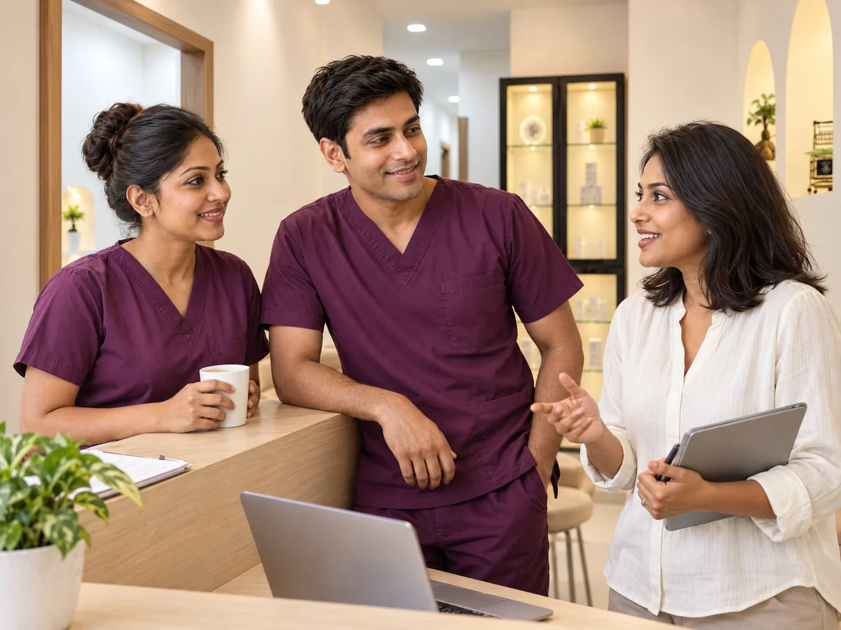 Bikini Laser Hair Removal in Jaipur: Treatment by our women therapists only, The AI Aesthetics clinic team at the reception