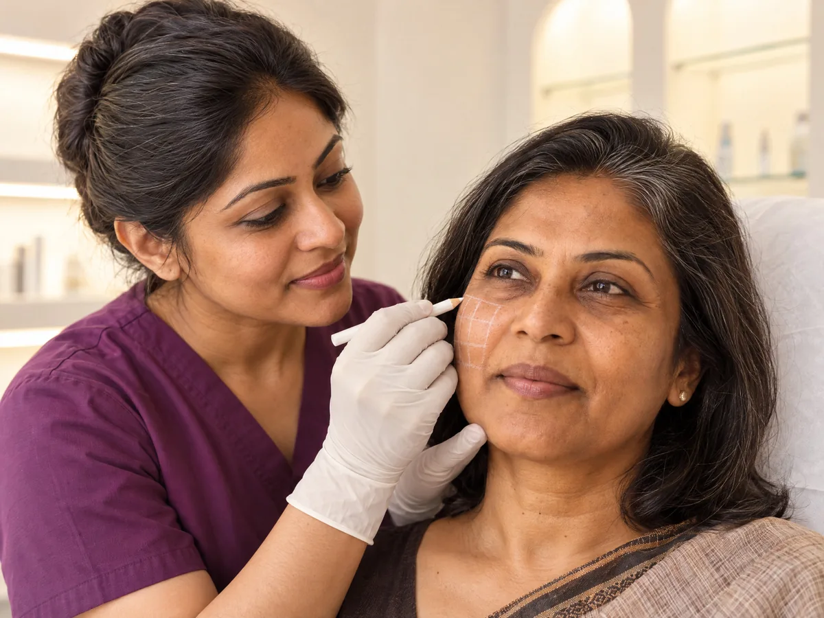 Botox Treatment in Jaipur: Forehead lines, Area marking step | AI Aesthetics, C-Scheme