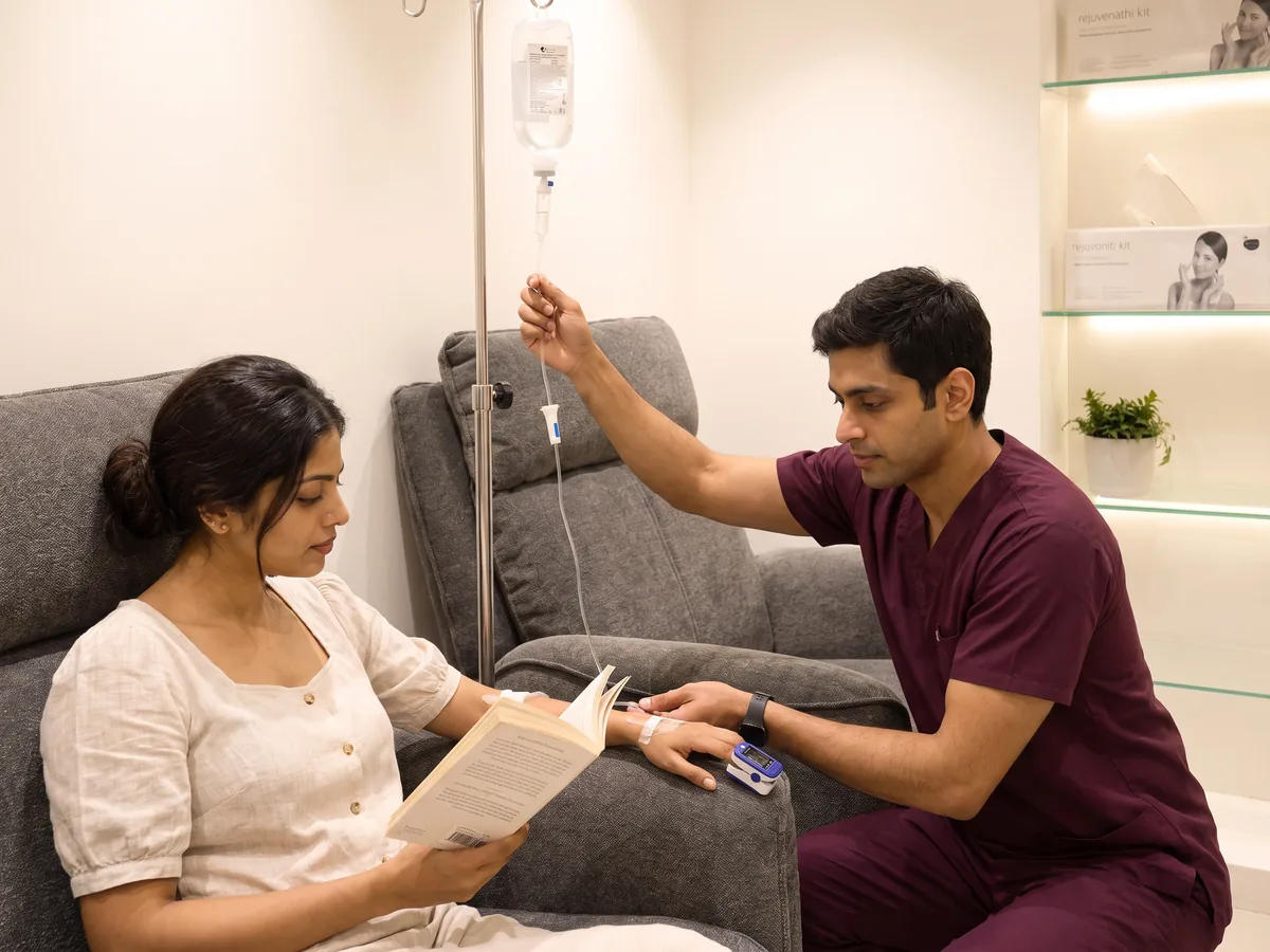 Skin Whitening Treatment in Jaipur: Laser toning with the Q-switched laser, Iv monitoring step | AI Aesthetics, C-Scheme