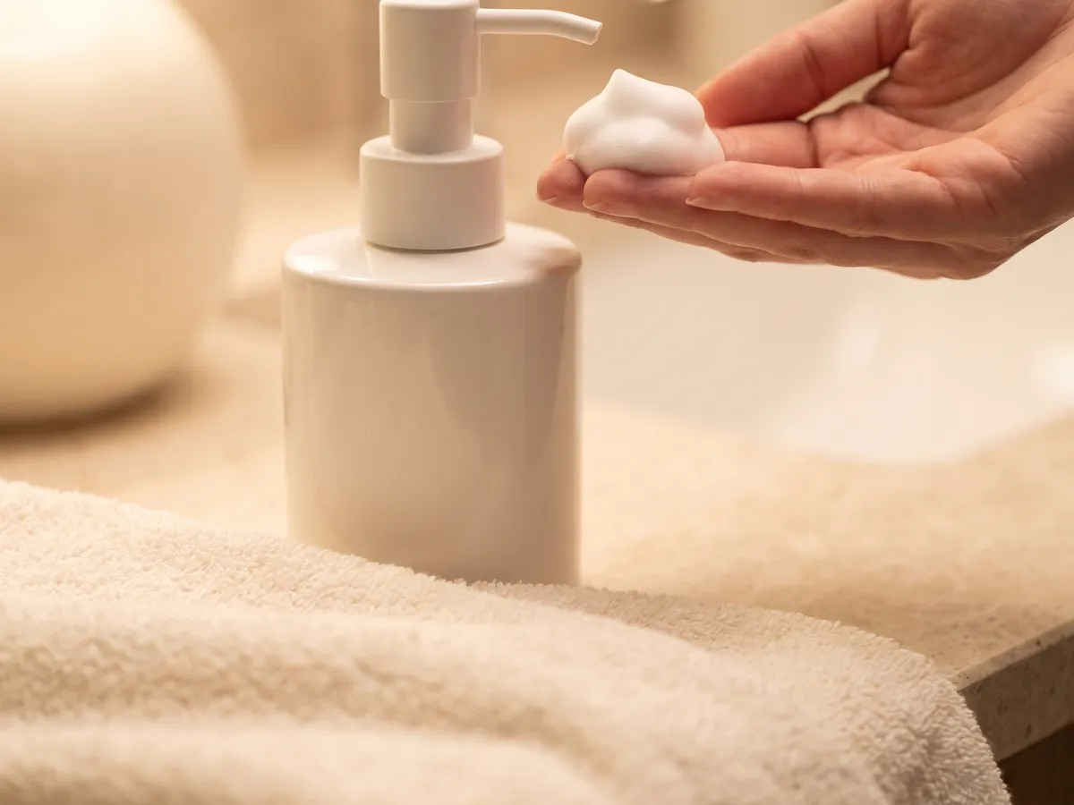 Oily Skin Treatment Jaipur: Over-washing, Gentle cleanser: a foaming cleanser pump and soft foam on fingertips | AI Aesthetics, C-Scheme