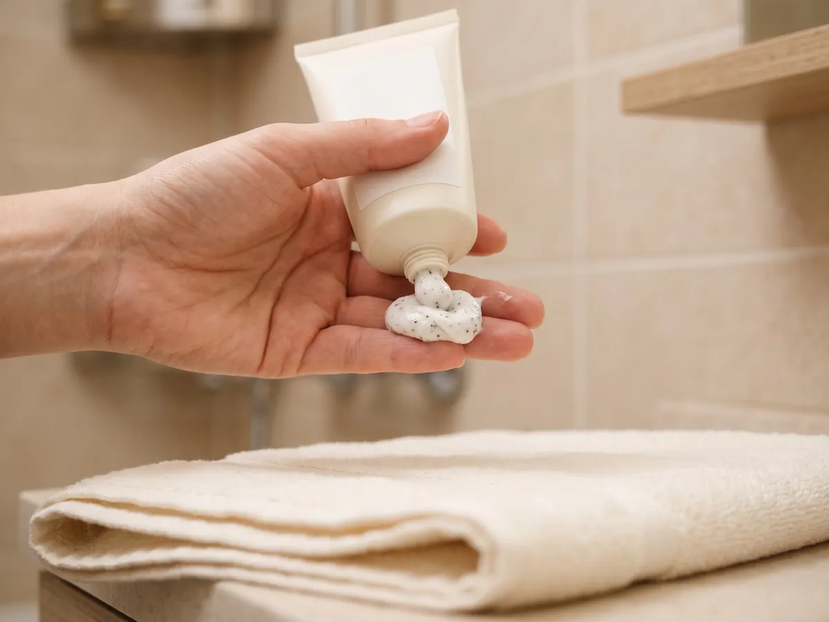 Skin Whitening Treatment in Jaipur: Avoid harsh scrubs and creams of unknown strength; ask us before, Harsh products: a scrub tube | AI Aesthetics, C-Scheme