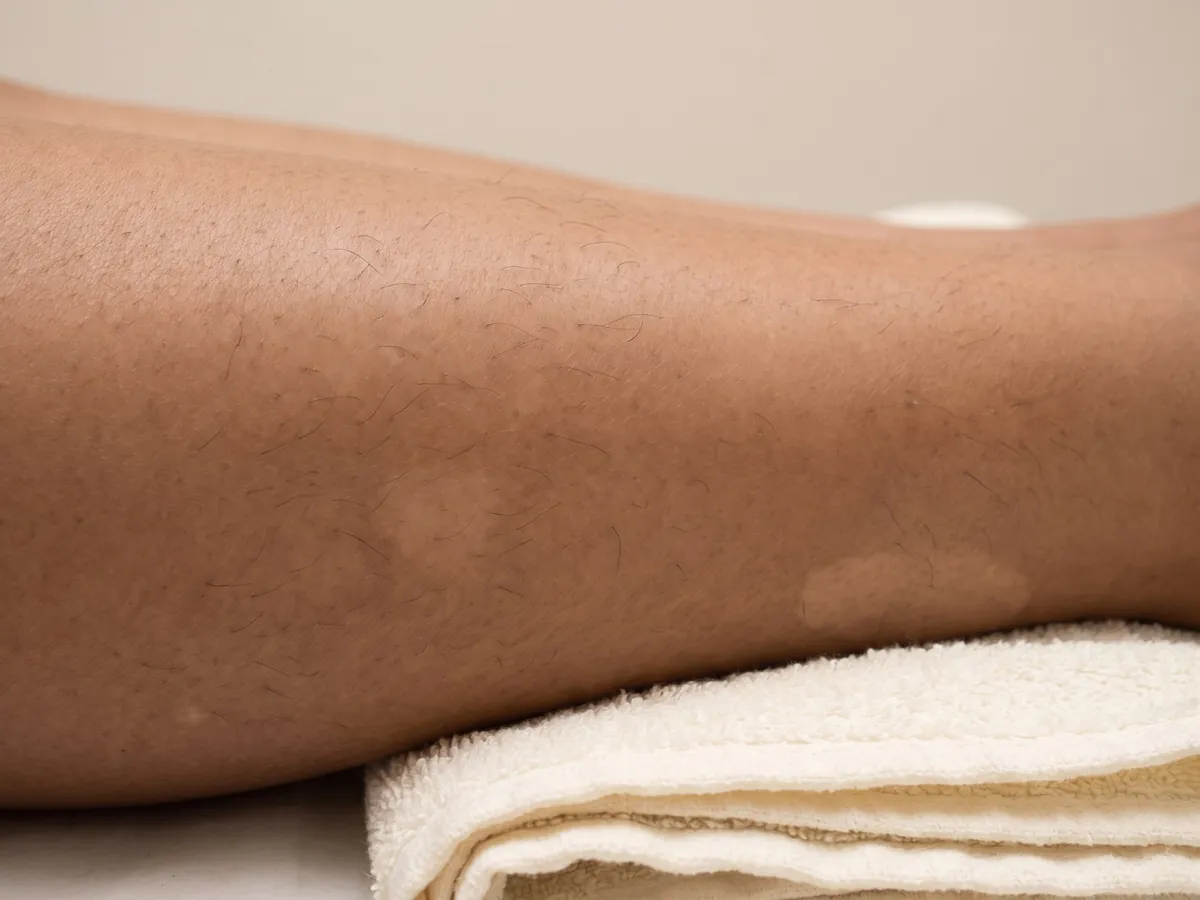 Beard Shaping Laser Jaipur: Hair density assessment, Lower density: a woman's lower leg after laser sessions, far fewer hairs with | AI Aesthetics, C-Scheme