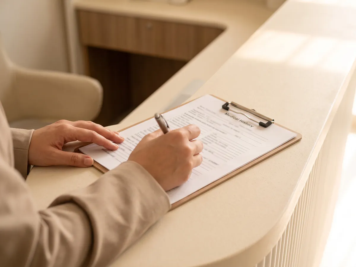Underarm Laser Hair Removal Jaipur: Medication history where relevant, Medical history: a client filling in the medical history form | AI Aesthetics, C-Scheme