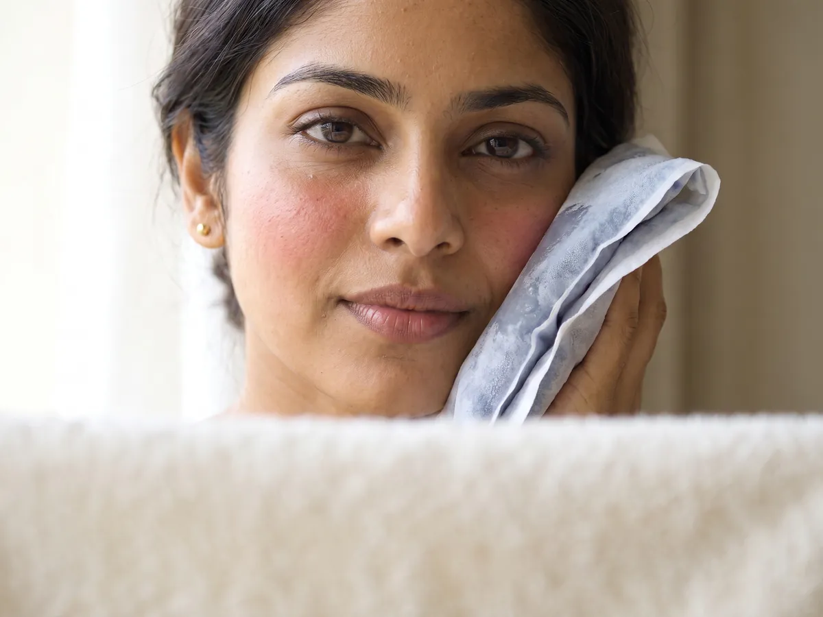 Beard Shaping Laser Jaipur: Neck irritation, Sensitive skin: a flushed cheek, cool compress in hand | AI Aesthetics, C-Scheme