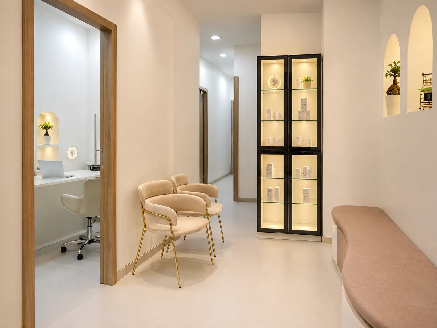 AI Aesthetics reception and waiting area, C-Scheme, Jaipur